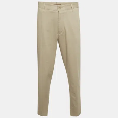 Pre-owned Hugo Boss Beige Cotton Straight Fit Pants Xxl In Sand