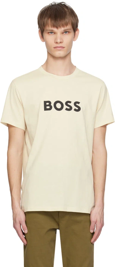 Hugo Boss Beige Crewneck T-shirt In 131-open White