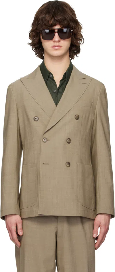 Hugo Boss Beige Double-breasted Blazer In Brown