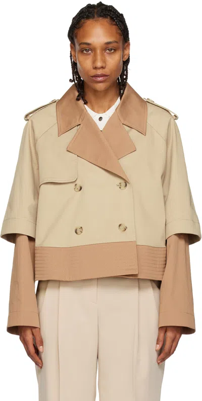 Hugo Boss Beige Double Breasted Jacket In 260 Medium Beige