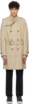 Hugo Boss Beige Double-breasted Trench Coat In 275-light Beige