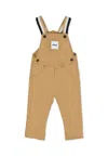 Hugo Boss Beige Dungarees For Baby Boy With Patch In Brown