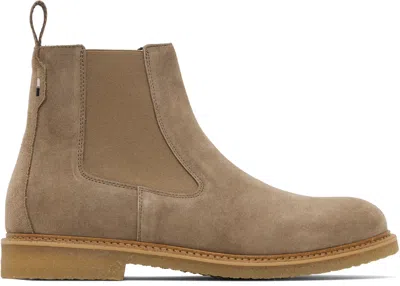 Hugo Boss Beige Elasticated Panels Chelsea Boots In Brown