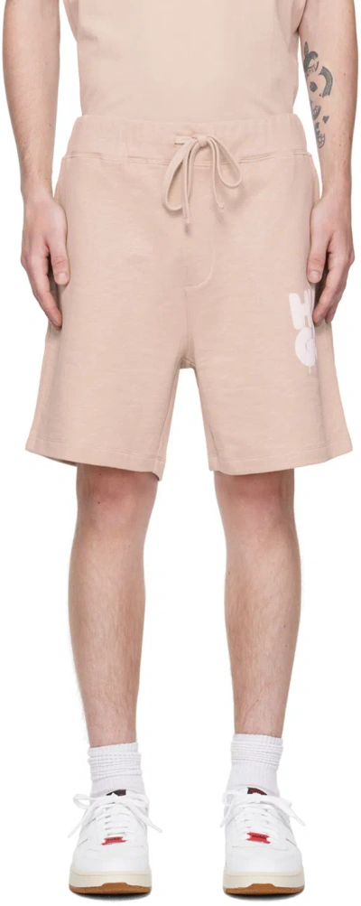 Hugo Boss Beige Graffiti Shorts In Light Beige 274