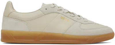 Hugo Boss Beige Leather-suede Sneakers In 272-light Beige
