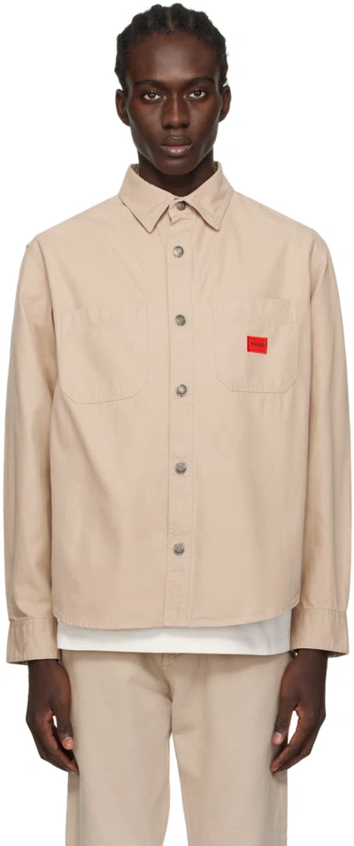 Hugo Boss Beige Lightweight Shirt In Medium Beige 267
