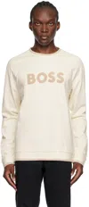 Hugo Boss Beige Logo Appliqué Sweatshirt In Natural 101