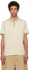 Hugo Boss Beige Mercerized Micro Pattern Polo In 275-light Beige