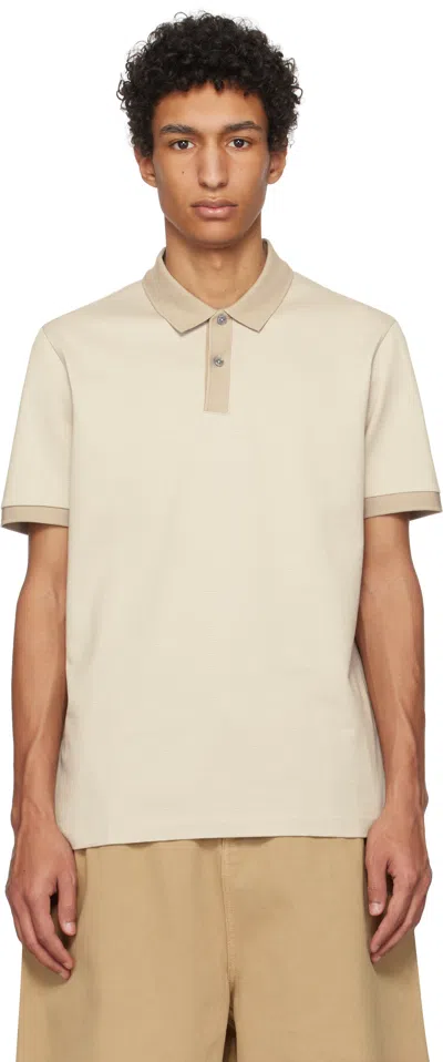 Hugo Boss Beige Mercerized Micro Pattern Polo In 275-light Beige