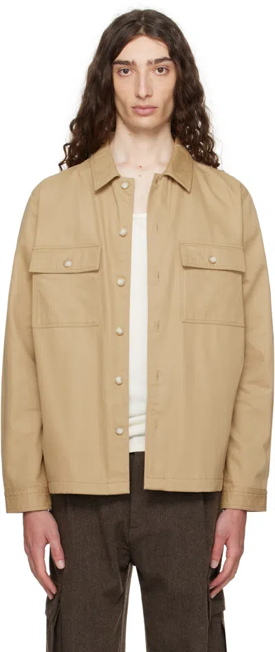 Hugo Boss Beige Oversized-fit Cotton Gabardine Shirt