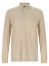 Hugo Boss Embroidery-logo Long-sleeve Polo Shirt In Neutral