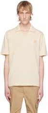 Hugo Boss Beige Patch Polo In 131-open White