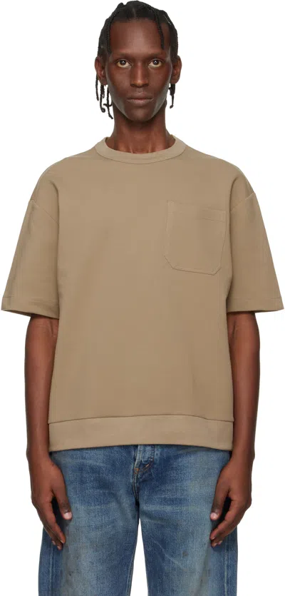 Hugo Boss Beige Peached Cotton Blend T-shirt In Brown