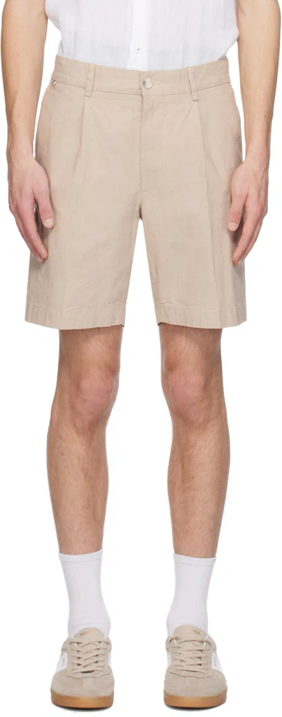 Hugo Boss Beige Pleated Shorts In 260-medium Beige