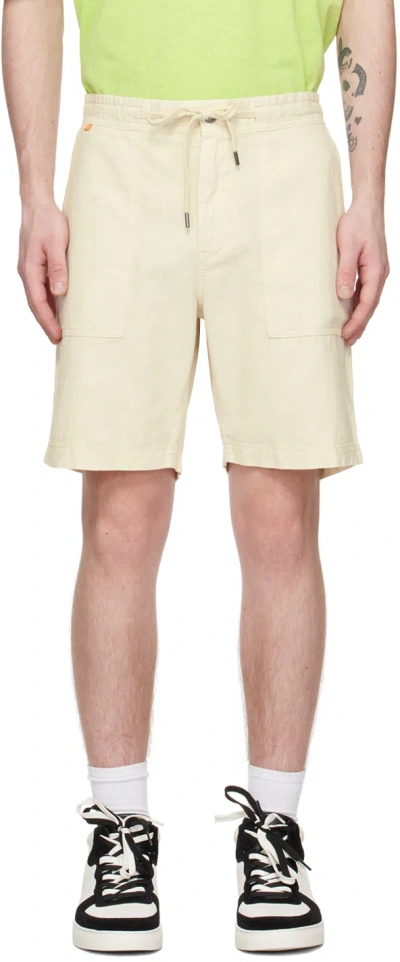 Hugo Boss Beige Regular-fit Shorts In Light Beige 277
