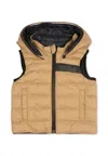 Hugo Boss Beige Reversible Vest For Baby Boy With Logo In Brown