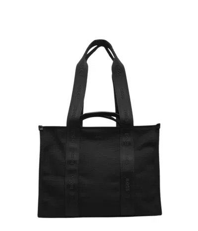 Hugo Boss Beige Sandy Tote Zip Closure Bag In Black