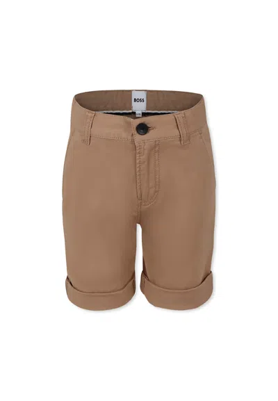 Hugo Boss Kids' Beige Shorts For Boy With Logo