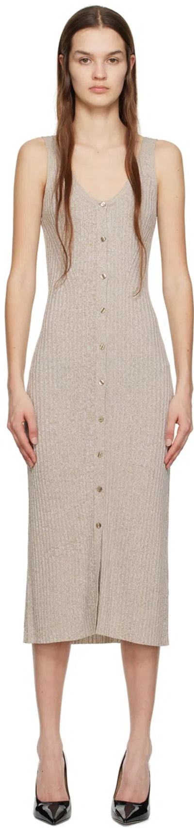 Hugo Boss Beige Sleeveless Midi Dress In 984 Open Miscellaneo