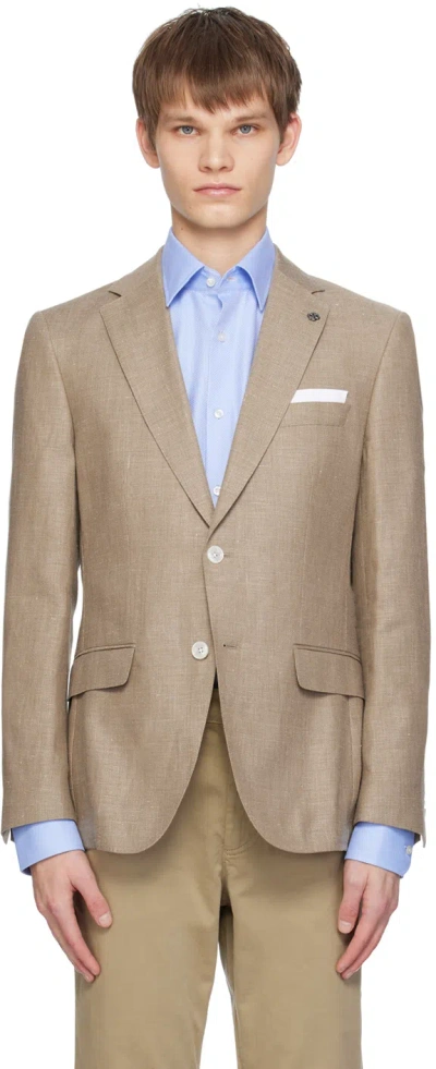 Hugo Boss Beige Slim-fit Blazer In 260-medium Beige