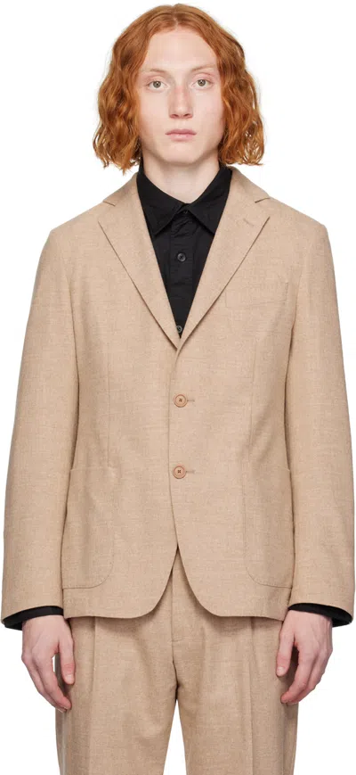Hugo Boss Beige Slim-fit Blazer In Open White 131