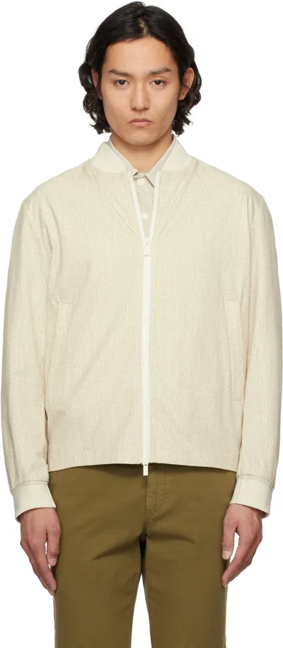 Hugo Boss Beige Slim-fit Bomber Jacket In 131-open White