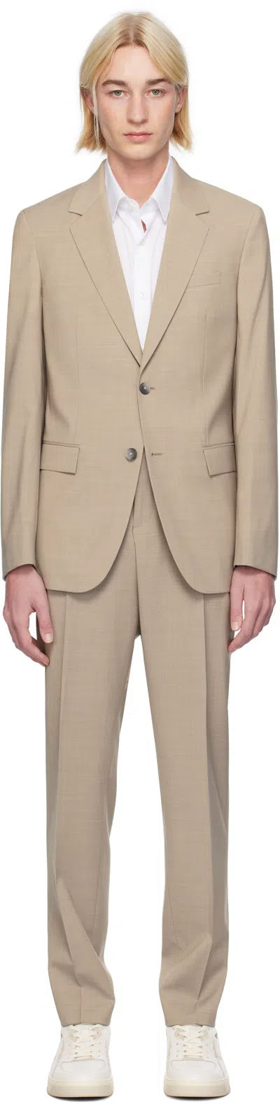 Hugo Boss Beige Slim-fit Suit In 275-light Beige