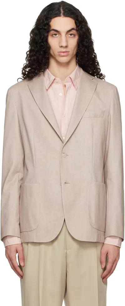 Hugo Boss Beige Slim-fit Cotton-blend Blazer In Neutral