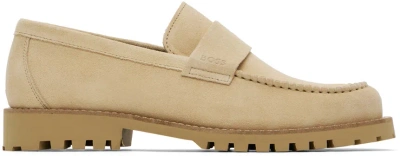 Hugo Boss Beige Slip-on Loafers In 250-beige/khaki