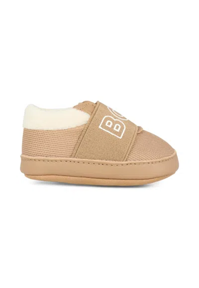 Hugo Boss Kids' Beige Sneakers For Baby Boy With Logo In Brown