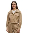 Hugo Boss Beige Solid Shirt Collar Jacket In Brown