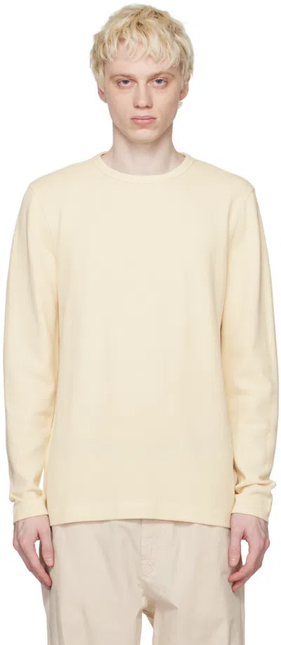 Hugo Boss Beige Structured Long Sleeve T-shirt In Light Beige 277