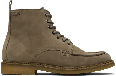 Hugo Boss Beige Suede Crepe-outsole Half Boots In Brown