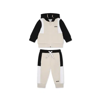 Hugo Boss Beige Suit For Baby Boy With Logo