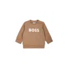 Hugo Boss Beige Sweatshirt For Baby Boy With Logo In Beige