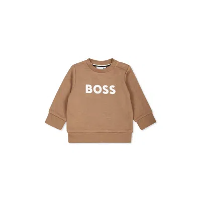 Hugo Boss Kids' Beige Sweatshirt For Baby Boy With Logo
