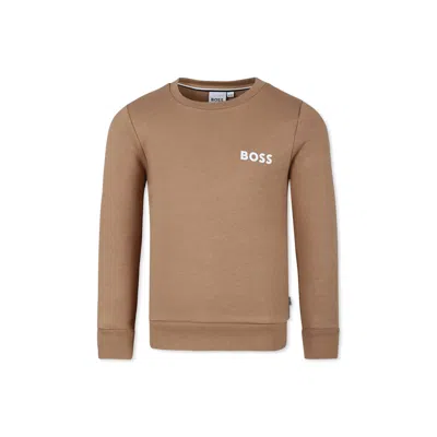 Hugo Boss Kids' Beige Sweatshirt For Boy With Logo