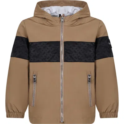 Hugo Boss Kids' Beige Windbreaker For Boy With Logo