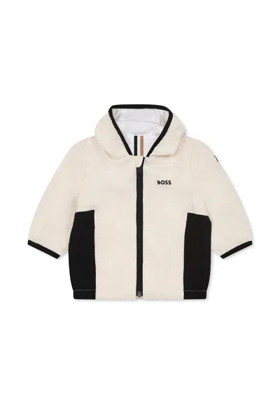 Hugo Boss Beige Windbreaker Jacket For Baby Boy With Logo
