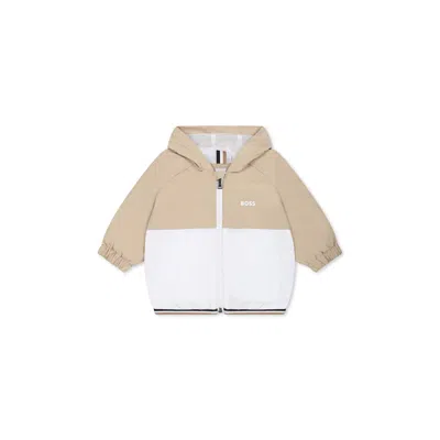 Hugo Boss Beige Windbreaker Jacket For Baby Boy With Logo