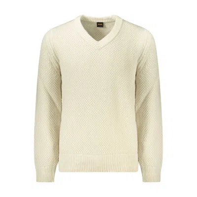 HUGO BOSS BEIGE WOOL MEN SWEATER