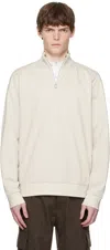 Hugo Boss Boss Stimmann Half-zip Cotton-blend Sweatshirt In Neutral