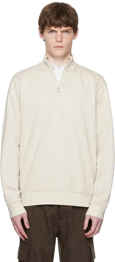 Hugo Boss Beige Zip-through Sweatshirt In White