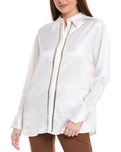 Hugo Boss Beina Linen-blend Blouse In White