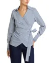 Hugo Boss Bekania Asymmetrical Belted Top In Blue