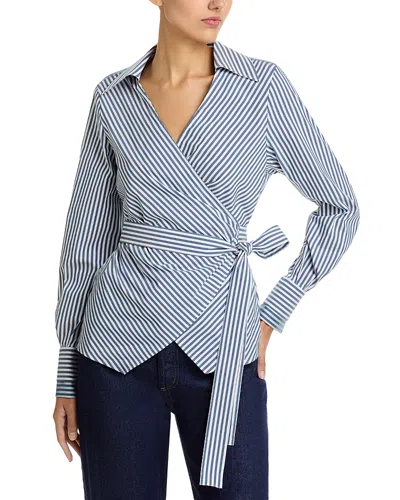 Hugo Boss Bekania Asymmetrical Belted Top In Blue