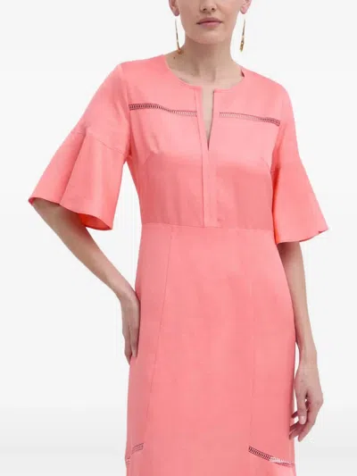 Hugo Boss Bell-sleeve Dress In Pink