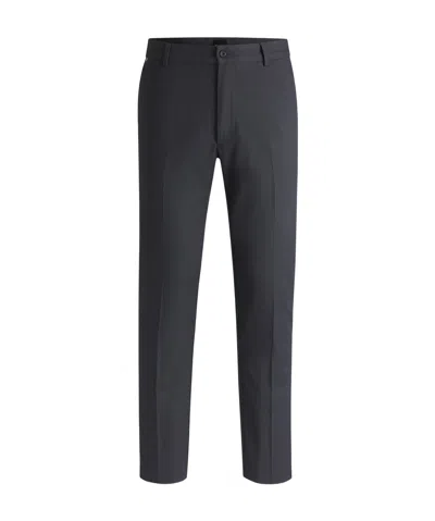 Hugo Boss Regular-fit Trousers In Micro-patterned Stretch Cotton In Blue