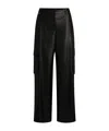 Hugo Boss Loose-fit Cargo Trousers In Faux Leather In Black