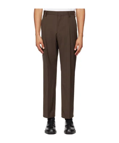 Hugo Boss Brown Virgin Wool Trousers In 212-medium Brown